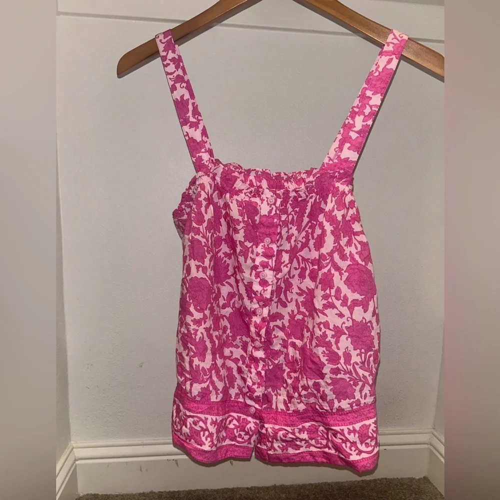 J.Crew Button Front Tank in Tiny Rosebud - Picture 4 of 7